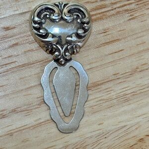 Vintage Brighton Heart Bookmark / Page Clip – Silver Tone